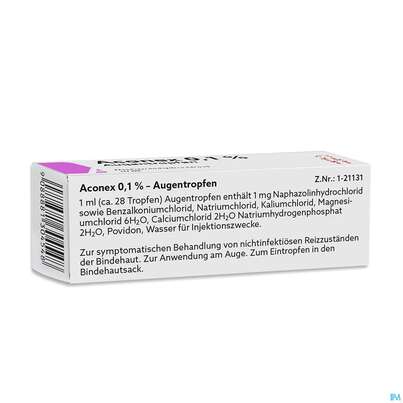 Sie sehen eine Packung Aconex Augentropfen 10ml, Produktbild: 02 Aconex Augentropfen 10ml, A-Nr.: 1304541 - 02