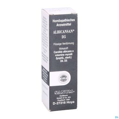 Sie sehen eine Packung Albicansan D 5 Tropfen 10ml, Produktbild: 03 Albicansan D 5 Tropfen 10ml, A-Nr.: 2157438 - 03