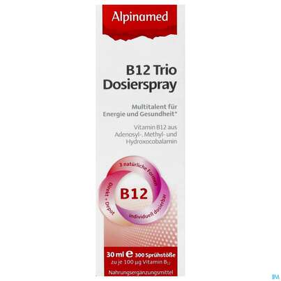 Sie sehen eine Packung Vitamin B12 Trio Dosierspray Alpinamed 30ml, Produktbild: 02 Vitamin B12 Trio Dosierspray Alpinamed 30ml, A-Nr.: 5448863 - 02
