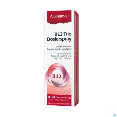 Sie sehen eine Packung Vitamin B12 Trio Dosierspray Alpinamed 30ml, Produktbild: 04 Vitamin B12 Trio Dosierspray Alpinamed 30ml, A-Nr.: 5448863 - 04