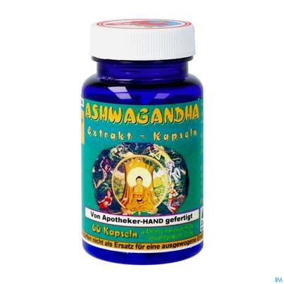 Sie sehen eine Packung Ashwaganda Extrakt Kapseln Withania Somnifera 60st, Produktbild: 04 Ashwaganda Extrakt Kapseln Withania Somnifera 60st, A-Nr.: 3996483 - 04