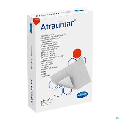 Sie sehen eine Packung Wundauflagen Atrauman Salbenvlies Wirkstofffr Steril 7,5x 10cm 50st, Produktbild: 03 Wundauflagen Atrauman Salbenvlies Wirkstofffr Steril 7,5x 10cm 50st, A-Nr.: 1708882 - 03