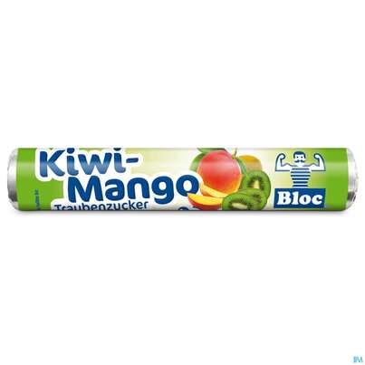 Sie sehen eine Packung Bloc Traubenzucker Rollen Kiwi-mango 42g, Produktbild: 01 Bloc Traubenzucker Rollen Kiwi-mango 42g, A-Nr.: 5134165 - 01