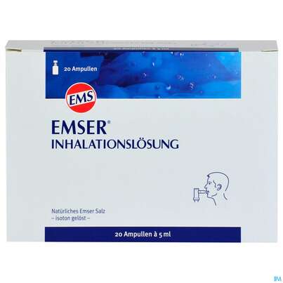 Sie sehen eine Packung Emser Inhalationslösung Isoton Ampullen/sachet 20st, Produktbild: 01 Emser Inhalationslösung Isoton Ampullen/sachet 20st, A-Nr.: 3072483 - 01