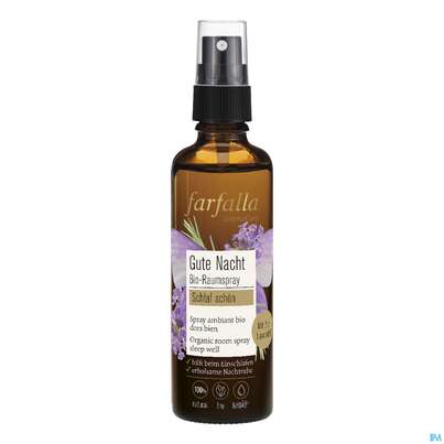 Sie sehen eine Packung Farfalla Bio-raumspray Schlaf Schoen Lavendel Gute Nacht 75ml, Produktbild: 01 Farfalla Bio-raumspray Schlaf Schoen Lavendel Gute Nacht 75ml, A-Nr.: 5160872 - 01