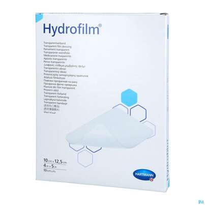 Sie sehen eine Packung Wundverband Hydrofilm 10x 12,5cm 10st, Produktbild: 05 Wundverband Hydrofilm 10x 12,5cm 10st, A-Nr.: 3697088 - 05