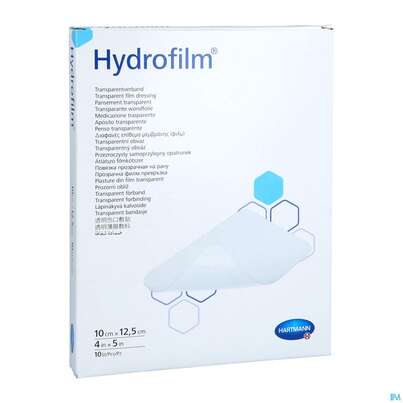 Sie sehen eine Packung Wundverband Hydrofilm 10x 12,5cm 10st, Produktbild: 06 Wundverband Hydrofilm 10x 12,5cm 10st, A-Nr.: 3697088 - 06