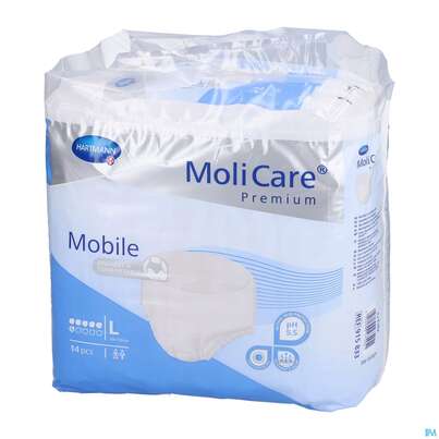 Inkontinenz Molicare Premium/mobile/6 Tropfen Blau L 100-150cm 14st, A-Nr.: 2581538 - 04