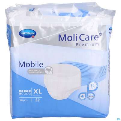 Sie sehen eine Packung Inkontinenz Molicare Premium/mobile/6 Tropfen Blau Xl 130-170cm 14st, Produktbild: 01 Inkontinenz Molicare Premium/mobile/6 Tropfen Blau Xl 130-170cm 14st, A-Nr.: 3078646 - 01