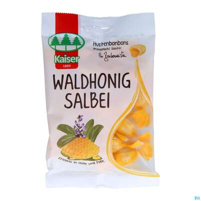 Sie sehen eine Packung Kaiser Bonbons Waldhonig Salbei 1645 90g, Produktbild: 01 Kaiser Bonbons Waldhonig Salbei 1645 90g, A-Nr.: 4042544 - 01