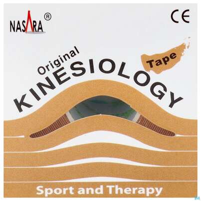 Sie sehen eine Packung Tape Kinesio/original Nasara 5mx 5cm Beige 1st, Produktbild: 01 Tape Kinesio/original Nasara 5mx 5cm Beige 1st, A-Nr.: 4127134 - 01