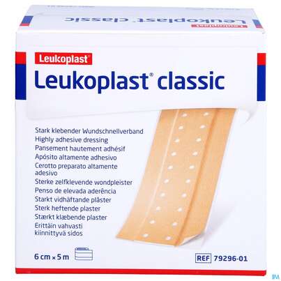 Sie sehen eine Packung Wundpflaster Leukoplast/classic Meterware 5mx 6cm 1st, Produktbild: 01 Wundpflaster Leukoplast/classic Meterware 5mx 6cm 1st, A-Nr.: 4803747 - 01
