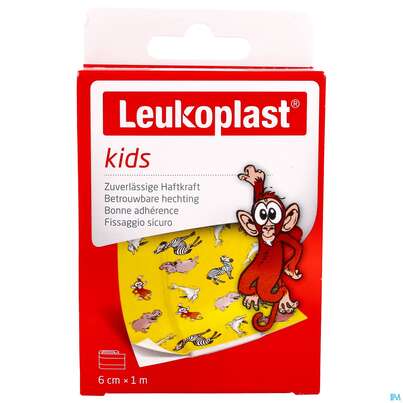 Sie sehen eine Packung Wundpflaster Leukoplast/kids 1mx 6cm 7321701 1st, Produktbild: 01 Wundpflaster Leukoplast/kids 1mx 6cm 7321701 1st, A-Nr.: 4369268 - 01