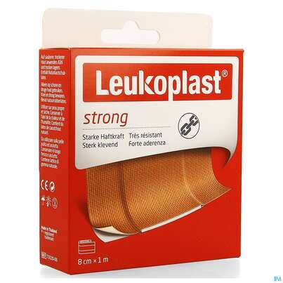 Sie sehen eine Packung Wundpflaster Leukoplast/strong 1mx 8cm 7322009 1st, Produktbild: 02 Wundpflaster Leukoplast/strong 1mx 8cm 7322009 1st, A-Nr.: 4369044 - 02