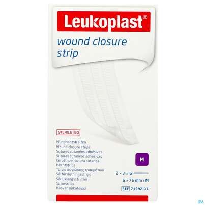 Sie sehen eine Packung Wundverband Wundnahtstreifen/steril Leukoplast/weiss Closure Strip 6x 75mm 6st, Produktbild: 02 Wundverband Wundnahtstreifen/steril Leukoplast/weiss Closure Strip 6x 75mm 6st, A-Nr.: 3478943 - 02