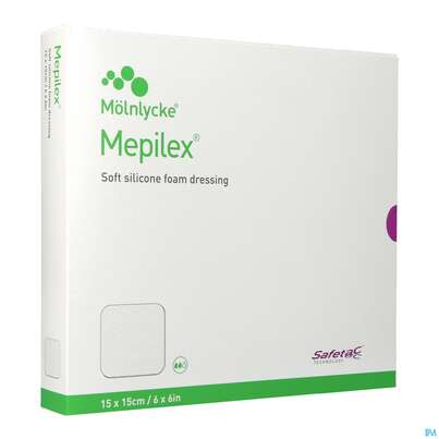 Sie sehen eine Packung Wundverband Mepilex Silikon 15x 15cm 5st, Produktbild: 04 Wundverband Mepilex Silikon 15x 15cm 5st, A-Nr.: 2211824 - 04
