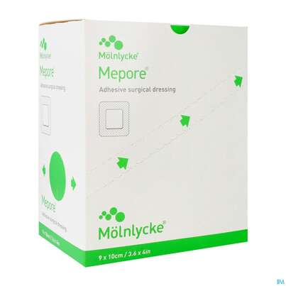 Sie sehen eine Packung Wundverband Mepore Steril 9x 10cm 50st, Produktbild: 02 Wundverband Mepore Steril 9x 10cm 50st, A-Nr.: 0804000 - 02