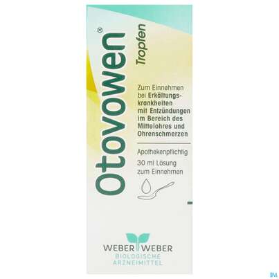 Sie sehen eine Packung Otovowen Tropfen 30ml, Produktbild: 01 Otovowen Tropfen 30ml, A-Nr.: 3764672 - 01