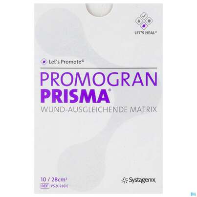 Sie sehen eine Packung Wundverband Promogran/+ag Prisma Wound Balancing Matrix 28ccm Ps2028 10st, Produktbild: 01 Wundverband Promogran/+ag Prisma Wound Balancing Matrix 28ccm Ps2028 10st, A-Nr.: 3087533 - 01
