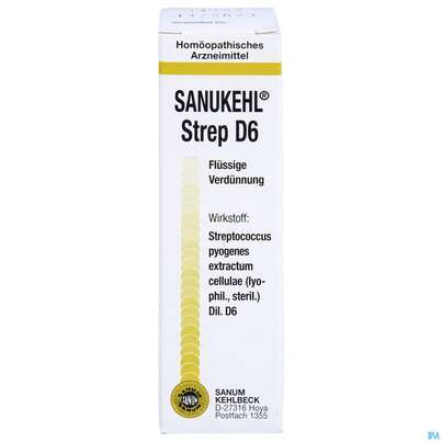 Sie sehen eine Packung Sanukehl Strep Tropfen D6 10ml, Produktbild: 01 Sanukehl Strep Tropfen D6 10ml, A-Nr.: 2395132 - 01
