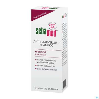 Sie sehen eine Packung Shampoon Sebamed Anti-haarverlust 200ml, Produktbild: 02 Shampoon Sebamed Anti-haarverlust 200ml, A-Nr.: 4830069 - 02