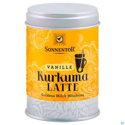 Sie sehen eine Packung Sonnentor Kurkuma-latte Vanille Bio Dose 09832 60g, Produktbild: 04 Sonnentor Kurkuma-latte Vanille Bio Dose 09832 60g, A-Nr.: 4389213 - 04