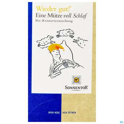 Sie sehen eine Packung Sonnentor Tee/bio/wieder Gut Muetze Voll Schlaf 02707 18st, Produktbild: 01 Sonnentor Tee/bio/wieder Gut Muetze Voll Schlaf 02707 18st, A-Nr.: 3428810 - 01