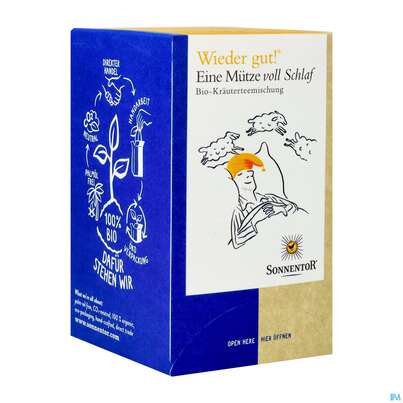 Sie sehen eine Packung Sonnentor Tee/bio/wieder Gut Muetze Voll Schlaf 02707 18st, Produktbild: 02 Sonnentor Tee/bio/wieder Gut Muetze Voll Schlaf 02707 18st, A-Nr.: 3428810 - 02