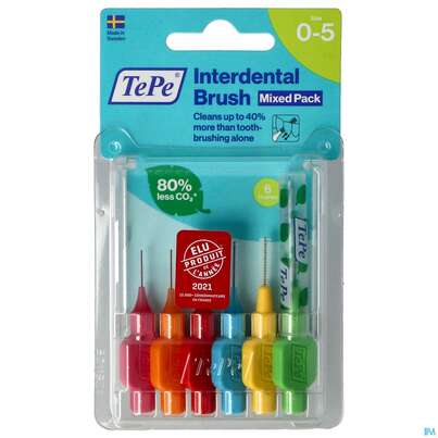 Sie sehen eine Packung Tepe Interdentalbuersten Gemischt 6st, Produktbild: 02 Tepe Interdentalbuersten Gemischt 6st, A-Nr.: 3814789 - 02
