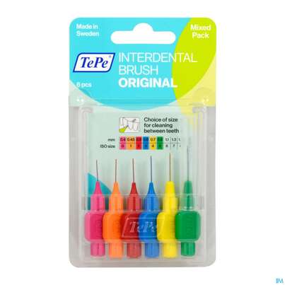 Sie sehen eine Packung Tepe Interdentalbuersten Gemischt 6st, Produktbild: 05 Tepe Interdentalbuersten Gemischt 6st, A-Nr.: 3814789 - 05