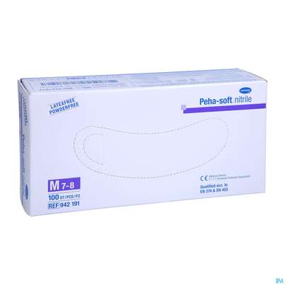 Sie sehen eine Packung Untersuchungshandschuhe Peha/soft/puderfrei Nitrile Unsteril M 100st, Produktbild: 05 Untersuchungshandschuhe Peha/soft/puderfrei Nitrile Unsteril M 100st, A-Nr.: 3423379 - 05