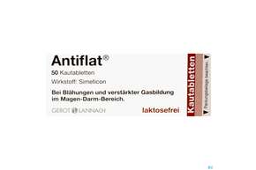 Sie sehen eine Packung Antiflat Kautabl 50st, Produktbild: 01 Antiflat Kautabl 50st, A-Nr.: 2462420 - 01