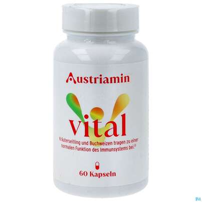 Sie sehen eine Packung Austriamin Kapseln Vital Dose 60st, Produktbild: 01 Austriamin Kapseln Vital Dose 60st, A-Nr.: 5821954 - 01