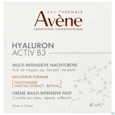 Sie sehen eine Packung Avene Hyaluron Activ B3 Nachtcreme 40ml, Produktbild: 01 Avene Hyaluron Activ B3 Nachtcreme 40ml, A-Nr.: 5693261 - 01