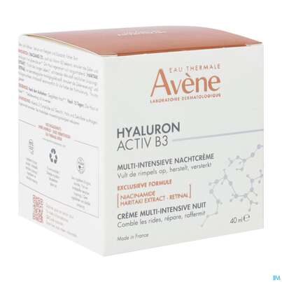 Sie sehen eine Packung Avene Hyaluron Activ B3 Nachtcreme 40ml, Produktbild: 02 Avene Hyaluron Activ B3 Nachtcreme 40ml, A-Nr.: 5693261 - 02