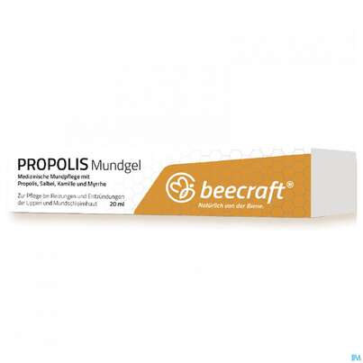 Sie sehen eine Packung Mundgel Beecraft Propolis Nr.62007 20ml, Produktbild: 02 Mundgel Beecraft Propolis Nr.62007 20ml, A-Nr.: 5209182 - 02