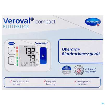 Sie sehen eine Packung Blutdruckmesser Veroval/compact Geraet Oberarm 1st, Produktbild: 01 Blutdruckmesser Veroval/compact Geraet Oberarm 1st, A-Nr.: 4897180 - 01