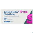 Sie sehen eine Packung Cetirizin-Sandoz Filmtabl 10mg 30st, Produktbild: 01 Cetirizin-Sandoz Filmtabl 10mg 30st, A-Nr.: 2456371 - 01