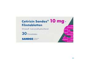 Cetirizin-Sandoz Filmtabl 10mg 30st, A-Nr.: 2456371 - 01