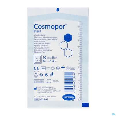 Sie sehen eine Packung Wundverband Cosmopor Steril Selbstklebend 10x 6cm 1st, Produktbild: 02 Wundverband Cosmopor Steril Selbstklebend 10x 6cm 1st, A-Nr.: 3012819 - 02
