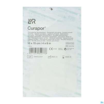 Sie sehen eine Packung Wundverband Curapor Steril Chirurgisch 10x 15cm 1st, Produktbild: 02 Wundverband Curapor Steril Chirurgisch 10x 15cm 1st, A-Nr.: 4534187 - 02