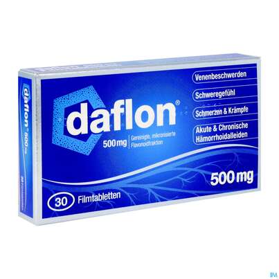 Sie sehen eine Packung Daflon Filmtabl 500mg 30st, Produktbild: 02 Daflon Filmtabl 500mg 30st, A-Nr.: 1287400 - 02