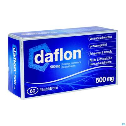 Sie sehen eine Packung Daflon Filmtabl 500mg 60st, Produktbild: 02 Daflon Filmtabl 500mg 60st, A-Nr.: 4219362 - 02