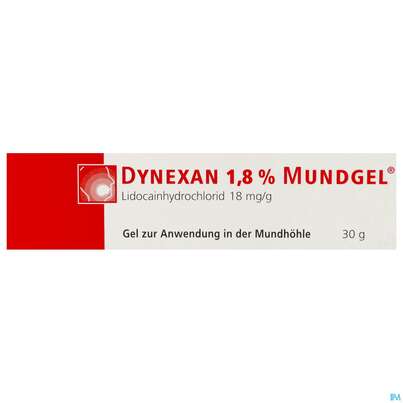 Sie sehen eine Packung Dynexan Mundgel 1,8% 30g, Produktbild: 01 Dynexan Mundgel 1,8% 30g, A-Nr.: 3917199 - 01