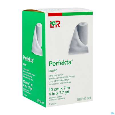 Sie sehen eine Packung Elastische Binden Perfekta Langzug Super 7mx 10cm Ep 1st, Produktbild: 02 Elastische Binden Perfekta Langzug Super 7mx 10cm Ep 1st, A-Nr.: 4591469 - 02