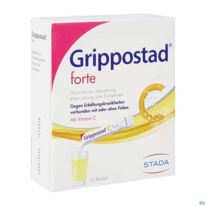 Sie sehen eine Packung Grippostad C Forte Granulat Z.herst. E.lösung Z.einnehmen Beutel 12st, Produktbild: 02 Grippostad C Forte Granulat Z.herst. E.lösung Z.einnehmen Beutel 12st, A-Nr.: 3903464 - 02