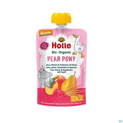 Sie sehen eine Packung Holle Demeter Bio Fruechtepueree Ab 1 Jahr Pear Pony Birne Pfirsich/himbee/dinkel 100g, Produktbild: 02 Holle Demeter Bio Fruechtepueree Ab 1 Jahr Pear Pony Birne Pfirsich/himbee/dinkel 100g, A-Nr.: 5080819 - 02