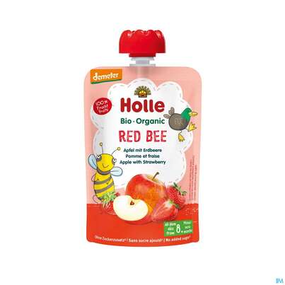 Sie sehen eine Packung Holle Demeter Bio Fruechtepueree Ab 1 Jahr Red Bee Apfel/erdbeere 100g, Produktbild: 01 Holle Demeter Bio Fruechtepueree Ab 1 Jahr Red Bee Apfel/erdbeere 100g, A-Nr.: 5080707 - 01