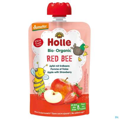 Sie sehen eine Packung Holle Demeter Bio Fruechtepueree Ab 1 Jahr Red Bee Apfel/erdbeere 100g, Produktbild: 02 Holle Demeter Bio Fruechtepueree Ab 1 Jahr Red Bee Apfel/erdbeere 100g, A-Nr.: 5080707 - 02