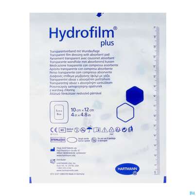 Sie sehen eine Packung Wundverband Hydrofilm/plus 10x 12cm 1st, Produktbild: 02 Wundverband Hydrofilm/plus 10x 12cm 1st, A-Nr.: 4261849 - 02